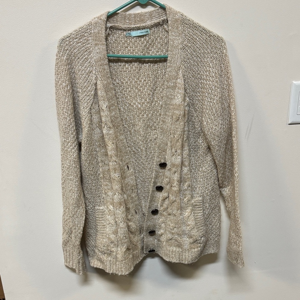 Maurices Tan Button-Up Cardigan Sweater